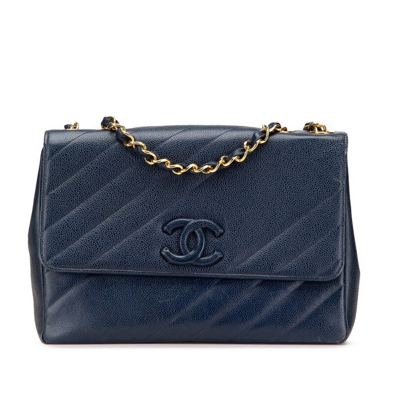 Chanel Coco Navy Chain Shoulder Bag with Bias Stitch 521700