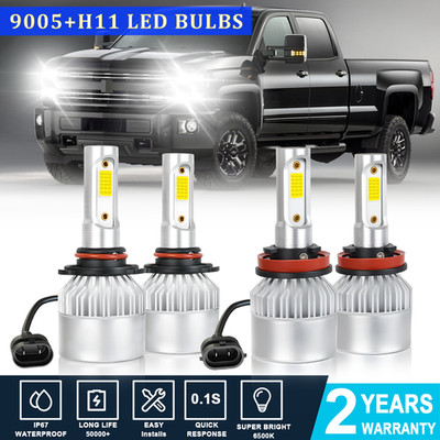 6500K For Chevy Silverado 1500 2500 2007-2015 LED Headlight Light Bulb Kits 4x