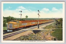 c.1936 Union Pacific City of Denver Streamliner Vintage Postcard