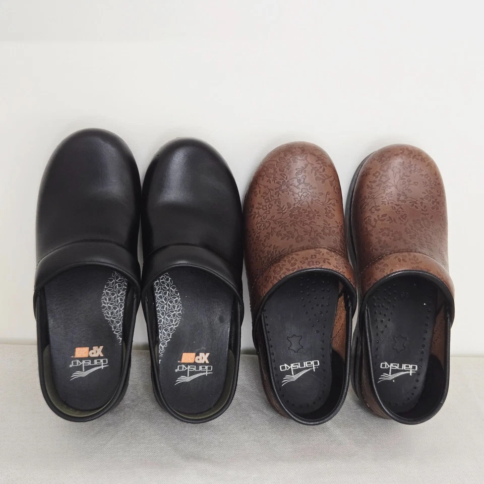 Dansko Clogs Women’s US 6/EU 36 Brown Floral Embossed Classic Comfort Work Shoes - Image 2 of 2