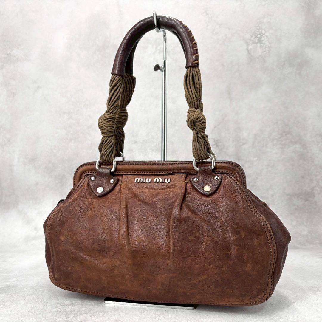MIUMIU ARCHIVE LOGO LEATHER HAND BAG 【公式通販】