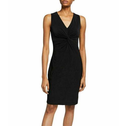 DKNY Deep Black Knotted Front Sleeveless Sheath Dress Size 4 NWT