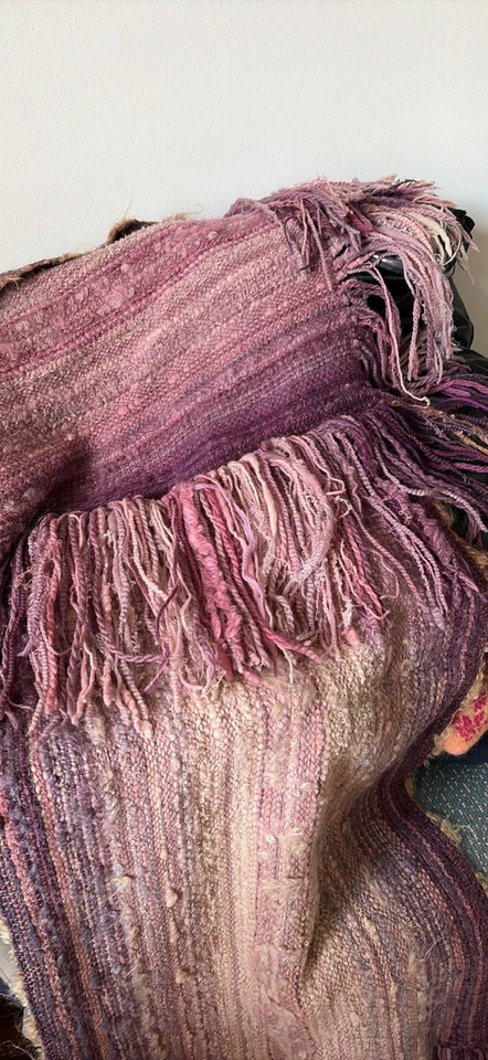 Vintag пончо вязаный шарф шерсти/мохера ходьбы плащ один размер с длинными краями - Изображение 4 из 4