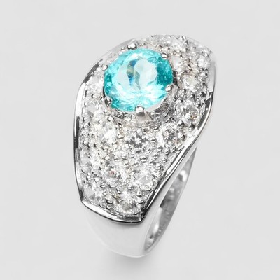 GORGEOUS NEON BLUE PARAIBA TOURMALINE 0.73CT 925 STERLING SILVER RINGS SIZE 6.25