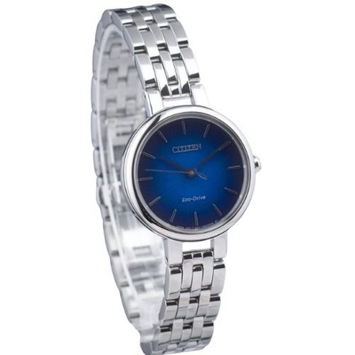 Citizen‎ Eco-Drive Watch Womens 27mm Blue Dial Date E010-K16393 Silver Tone 5.5\
