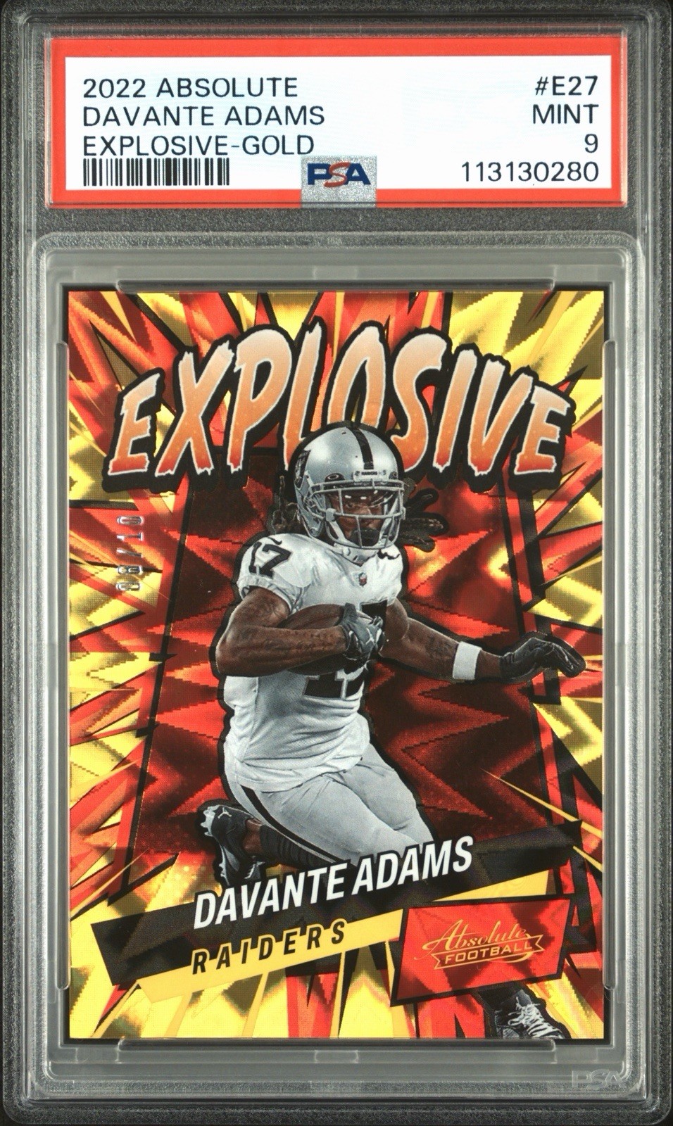 Davante Adams 2022 Panini Absolute Gold Explosive /10 #E27 PSA 9 Raiders