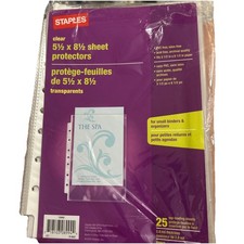 Staples 616224 5-1/2-Inch x 8-1/2-Inch Sheet Protectors Clear 25/Pack