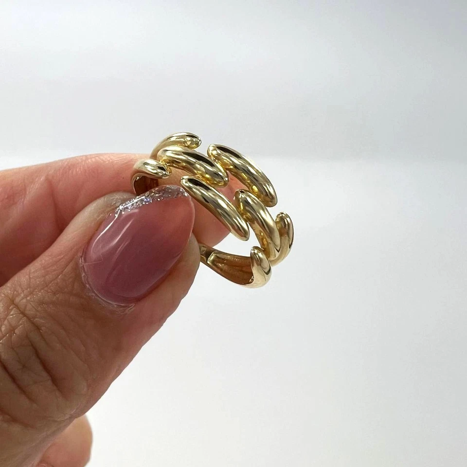 Stylish 14K yellow gold ring with a beautiful and elegant design size 7 - Image 4 of 4