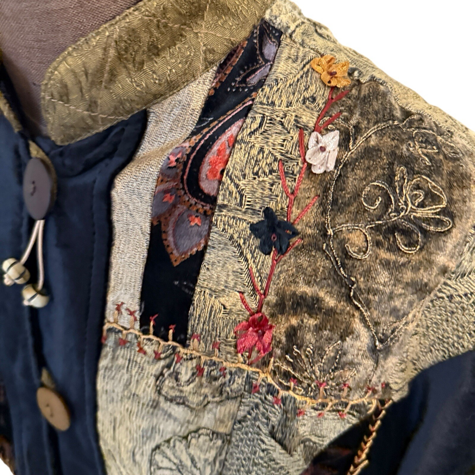 Vintage Flashback Patch Work Button Up Jacket in … - image 6