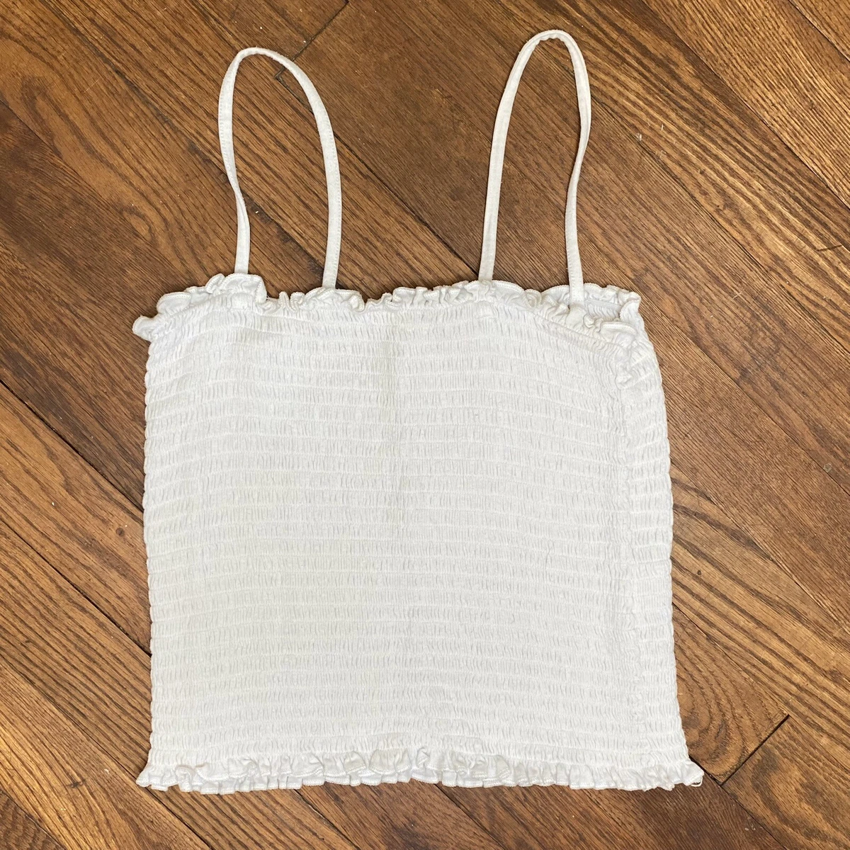 Brandy Melville John Galt White Ribbed Spaghetti Strap Square Neck