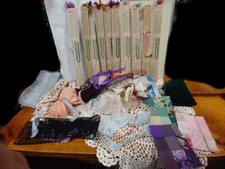 Lot Of Sewing Crafting Quilting Supplies - Lace Pieces and Art Floss