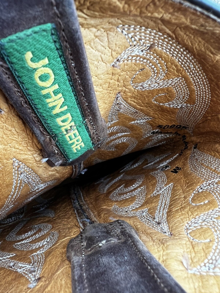 John Deere 50995 Brown Black Leather Western Cowboy Boots Men Size‎ 9M John Deere 50995 Brown Black Leather Western Cowboy Boots  main image 3