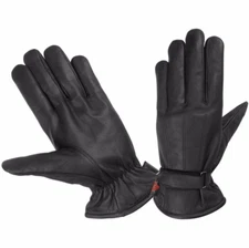 Hugger Men's Lined Water Resistant Leather Winter Warm Driving Riding Gloves