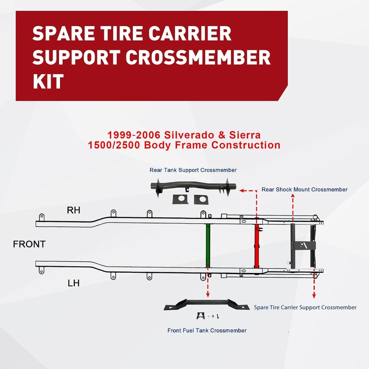 GMC Yukon spare tire hoist corrosion points diagram