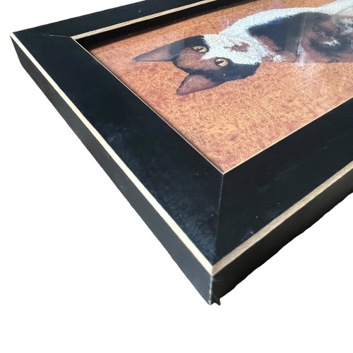 Vtg 90s Cindy Sampson Country Cat Folk Art Framed Print Calico Kitty 1999 - Picture 8 of 11