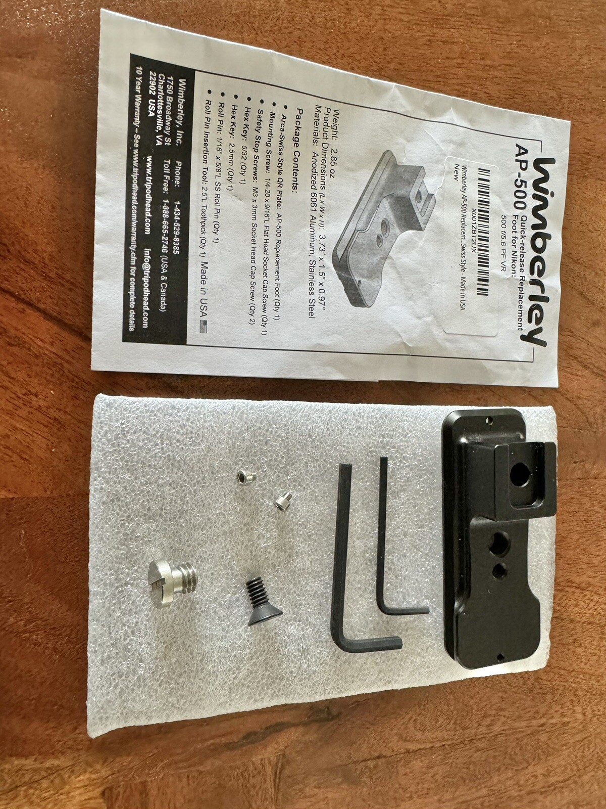 Wimberley AP500 Arca Replacement Foot for Nikon 500mm PF eBay