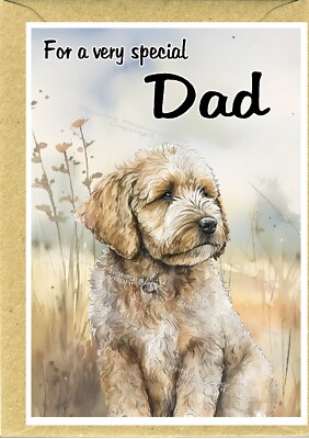 Golden Doodle Hund leere Karte (6'' x4'') für Papa ideal Vatertag, Geburtstag etc.