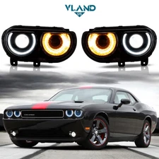 PROJECTOR LED Headlights For Dodge Challenger 2008-2014 w/Sequential Front Lamps