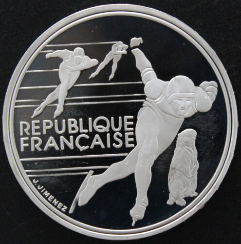 FRANCE 100 FRANCS 1990 XVI JEUX OLYMPIQUES D'HIVER ARGENT - Foto 1 di 2