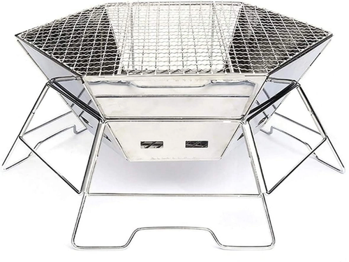 17" Outdoor Folding Hexagon Stainless Steel BBQ Grill Portable - NEW