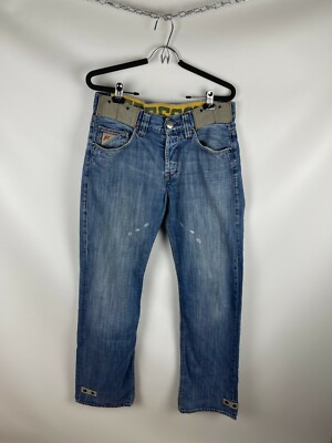 Freesoul vintage hummer acb distressed denim jeans pants