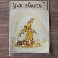 VINTAGE 8x9" PRINT 1970 Holly Hobbie in Rain - Great for Framing or Decoupage