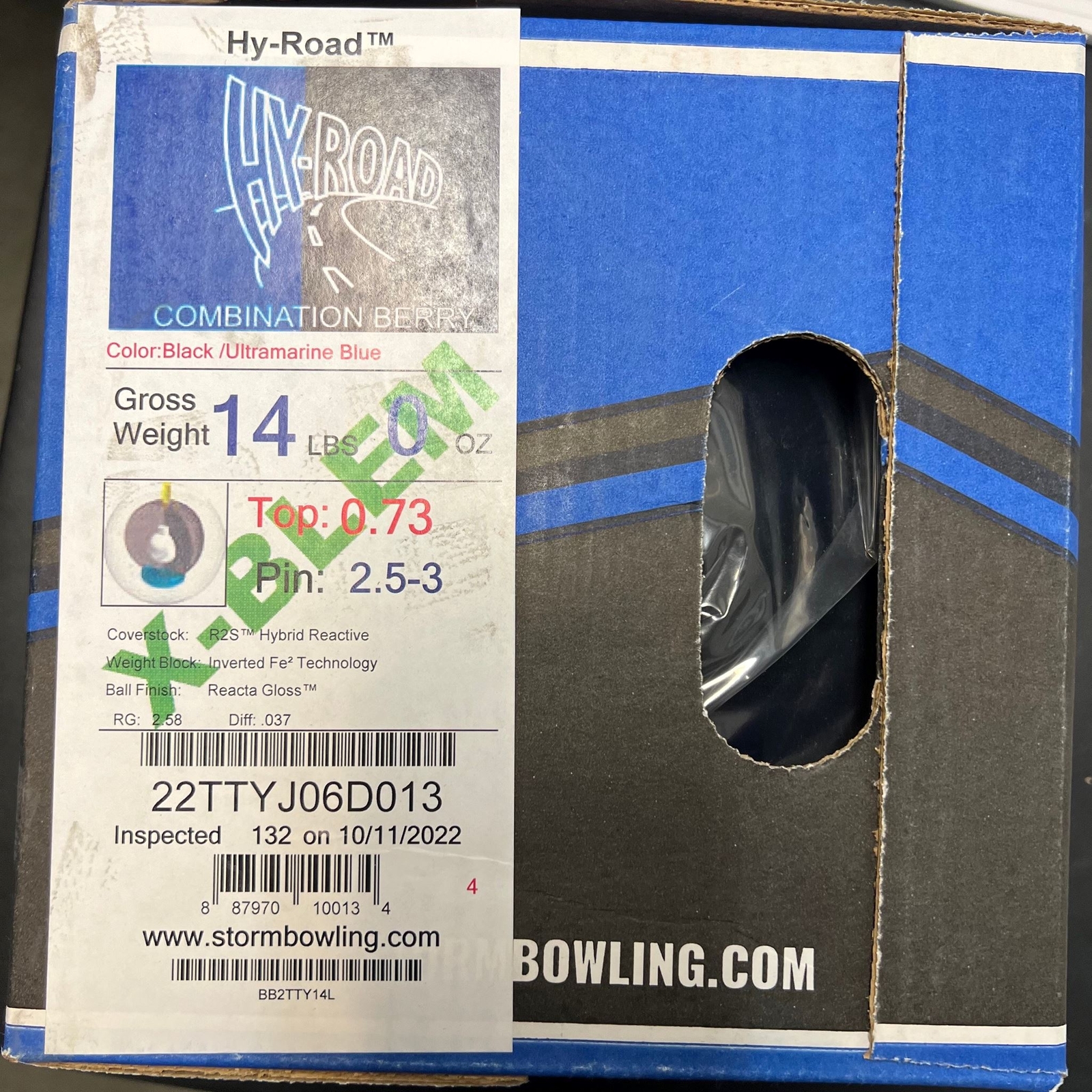 Storm HyRoad XBlem 14 lbs NIB Bowling Ball! Free Shipping! Undrilled