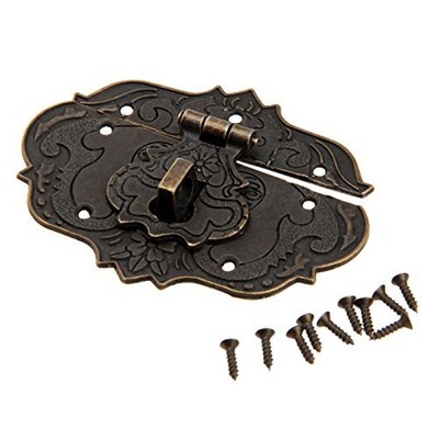 Dophee 1Pc 3''x2.24'' Antique Embossing Decorative Brass Hasp Clasp