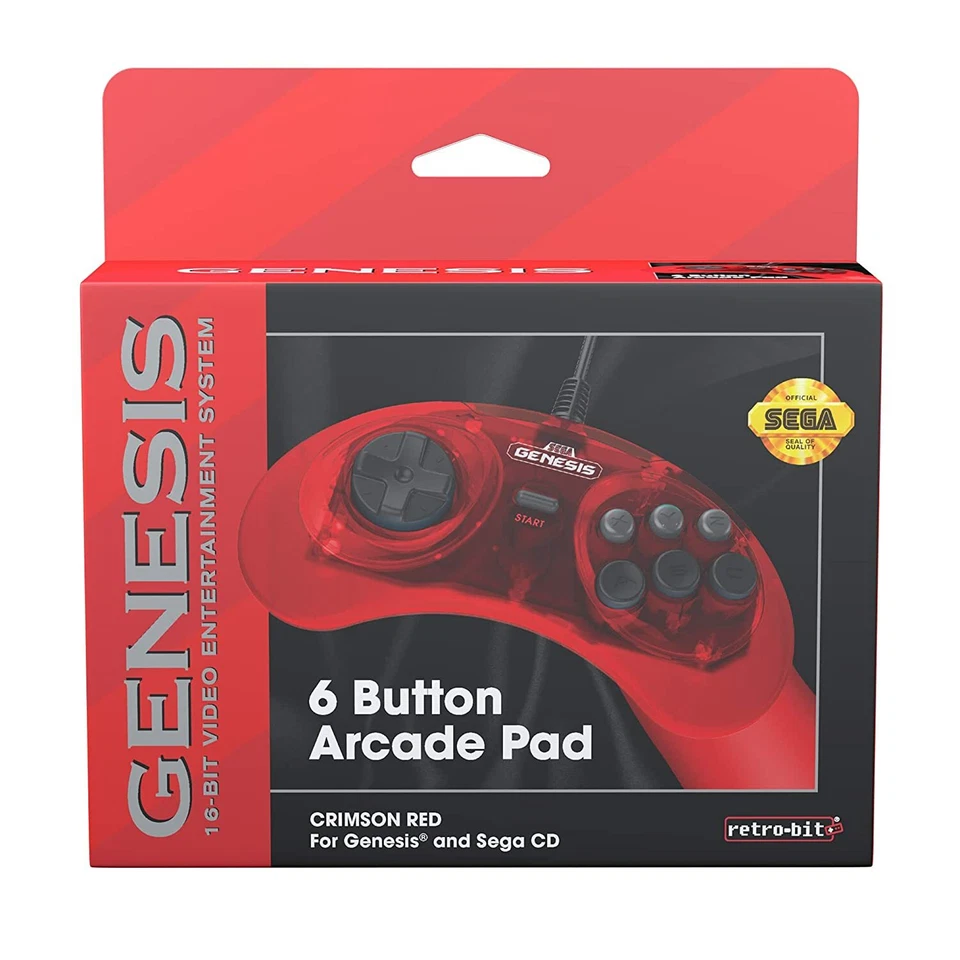 Retro-Bit Official Sega Genesis 6-Button Controller Pad for Sega Genesis - Red - Image 4 of 4