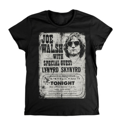 SALE Vintage Joe Walsh Music Concert Tour Cotton Black All Size Unisex Shirt