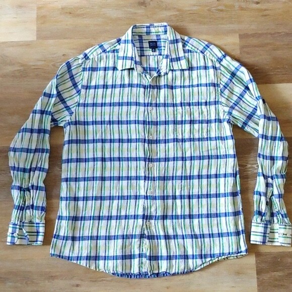BLUE by Saks Fifth Avenue Men's 100% Linen Button Down Shirt Size XL