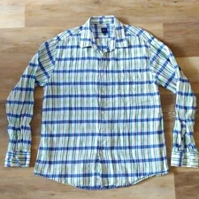 BLUE by Saks Fifth Avenue Men's 100% Linen Button Down Shirt Size XL