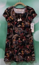 Four Threads Girls Size 10 Black Floral Short Sleeve Dress MSRP 40.00