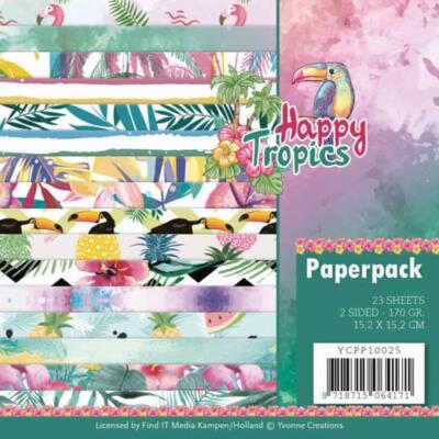 Paperpack - 15,2 x 15,2cm - Yvonne Creations - Happy tropics   170gr -
