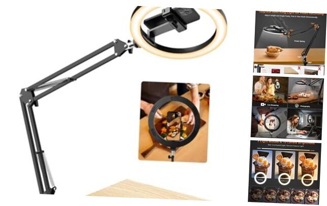 Upgrade Ring Light Overhead Phone Mount,  Selfie Ring Light with Stand and-image