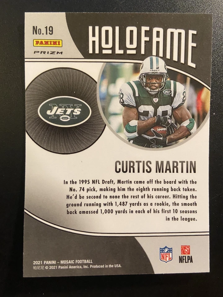 2021 Panini Mosaic HoloFame Green Curtis Martin #19 HOF Jets - Image 2 of 2