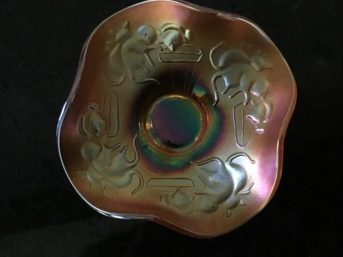 Fenton Marigold Kitten Plate Carnival Glass Ruffled