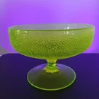Tiffin Canary Vaseline/Depression Glass Compote, # 15328 c. 1926