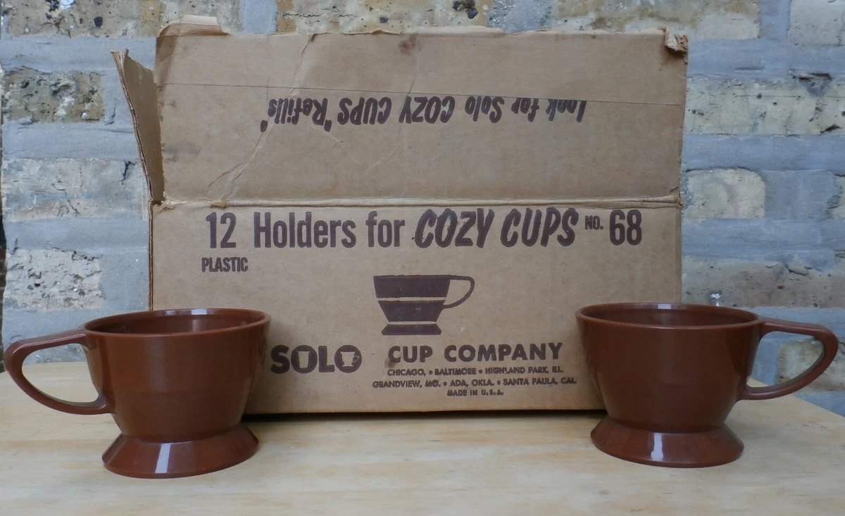 12 Vintage Solo Cozy Cup Holders Original Box BROWN Plastic Coffee Cup  Holders