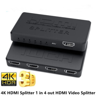New 1 in 4 Out HDMI Splitter HD 4K Video HDMI Switcher Adapter For TV Projector