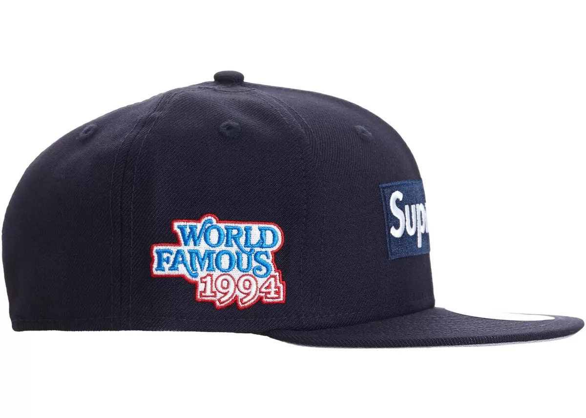 🔥 Supreme FW20 World Famous Box Logo New Era Navy 7 5/8 🚀SAME DAY  SHIPPING🚀