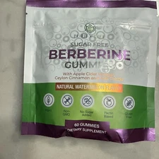 Sugar Free Berberine 60 Gummies-2 per serv  W Apple Cider Vinegar EXP 4/2027 NEW