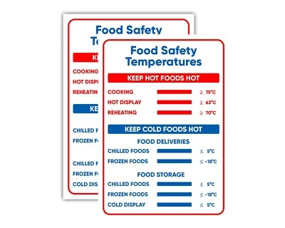 SEZ DESIGN 2x Food Safety Temperatures Vinyl A4 Sticker - Fridge Freezer Sign Stickers