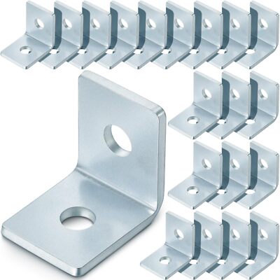20 Pack 2 Hole L Shaped 90 Degree Angle Connector Bracket Fit for 1/2'' Bolt i...