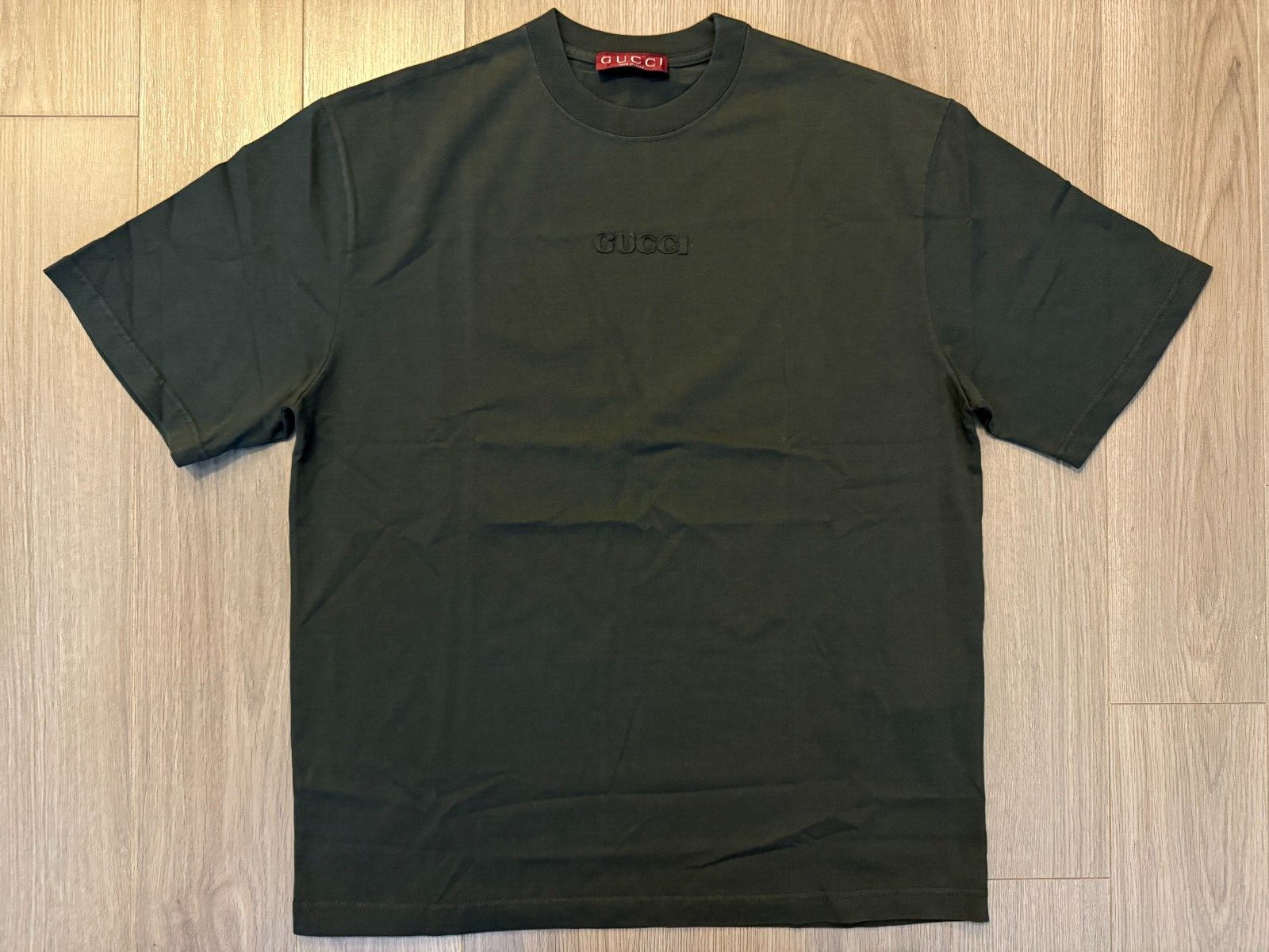 Gucci Dark Grey Embroidered Cotton Jersey Tee Shirt Size M