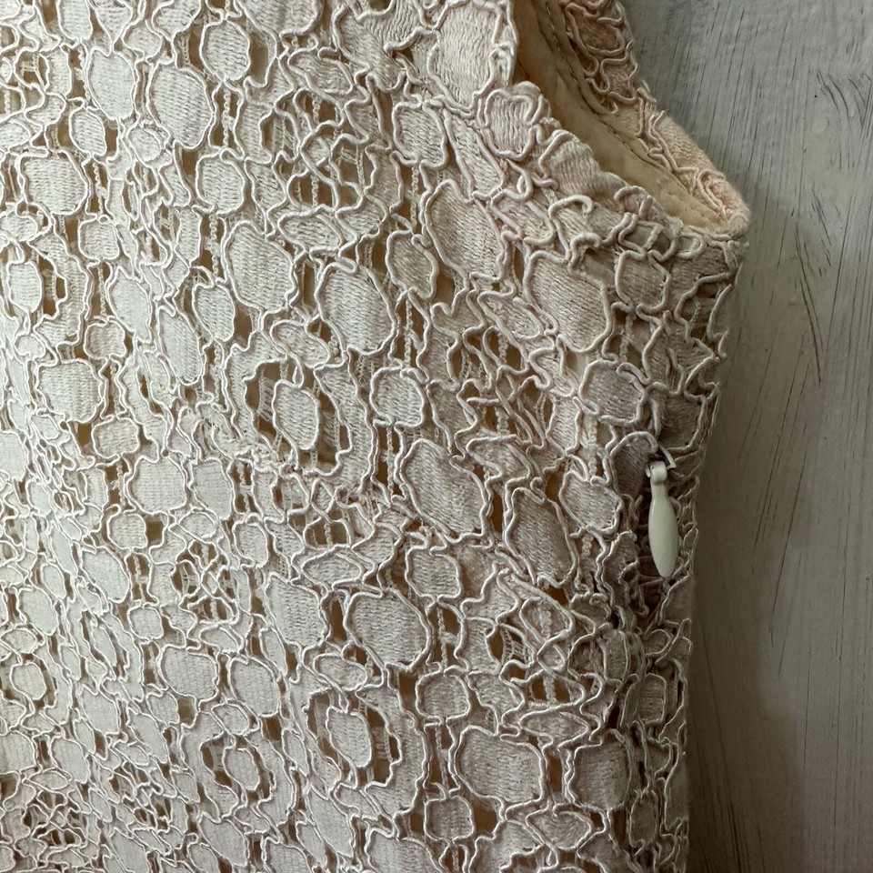 Boden Pale Pink Blouse Floral Lace Overlay Womens Top 12 Cap Sleeve eBay