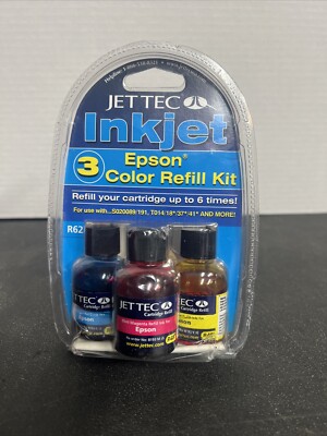 JET TEC Refill Kit Inkjet All Purpose Epson 3 Refills R62 NEW