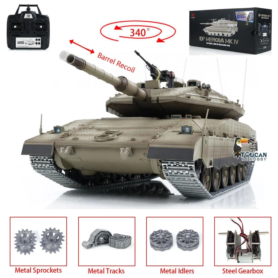 1:16 Heng Long IR RC Militär Kampfpanzer IDF Merkava MK IV 3958 Barrel Recoil - Bild 3 von 4