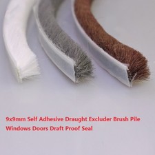 Self Adhesive Draught Excluder Brush Pile Windows Doors Draft Proof Seal 9x9mm