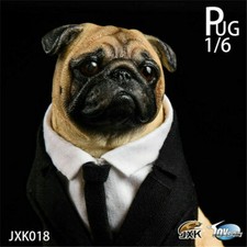 JxK 1/6 Suit Pug Figure Dog Pet Animal Model Collector Decor Toy GK Xmas Gift